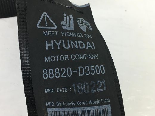 Ремінь безпеки передній правий HYUNDAI TUCSON TL 2015-2018 88820-D3500-TTX, 88820-D3500-TTX, A