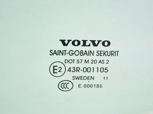 Скло дверей заднє праве VOLVO S60 Y20 2013-2018 31385417, 31385417, B