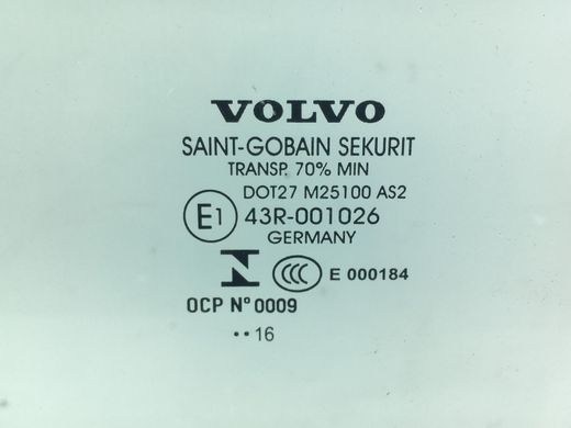 Скло дверей переднє ліве VOLVO XC60 2013-2017 31386794, 31386794, A