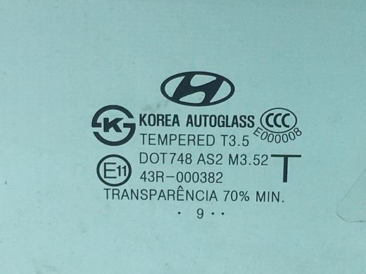 Стекло двери переднее правое HYUNDAI SANTA FE CM 2006-2009 82421-2B000, 82421-2B000, B