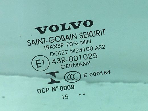Стекло двери заднее левое VOLVO S60 Y20 2013-2018 31385416, 31385416, A