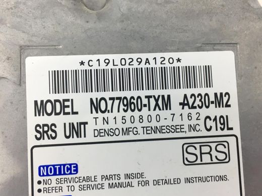 Блок управління AirBag HONDA INSIGHT 2018-2022 77960-TXM-A230-M2, 77960-TXM-A230-M2, A