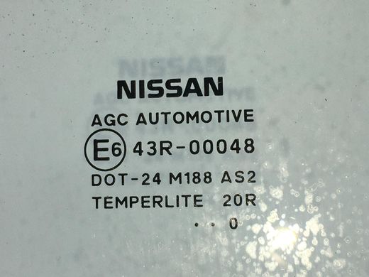 Стекло двери заднее правое NISSAN QASHQAI J10 2010-2013 82300JD000, 82300JD000, A